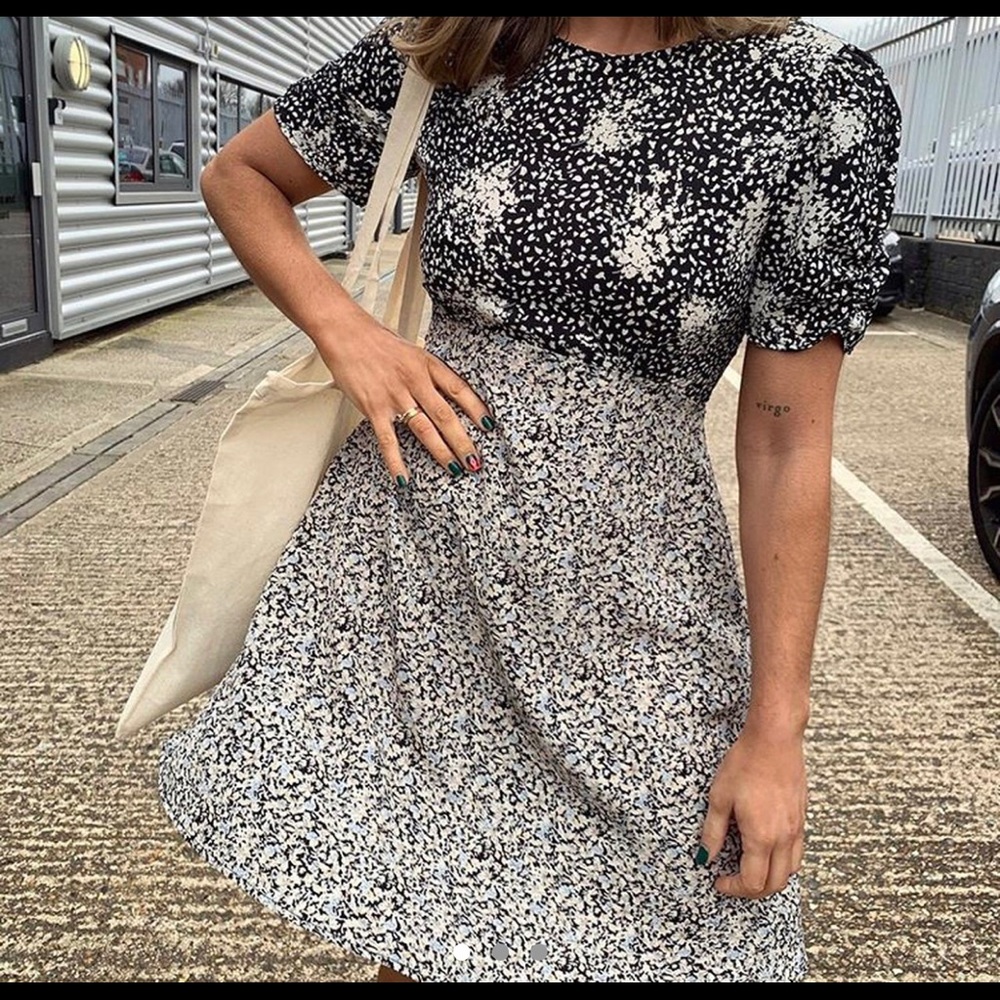 Monochrome Floral Bobbi Dress